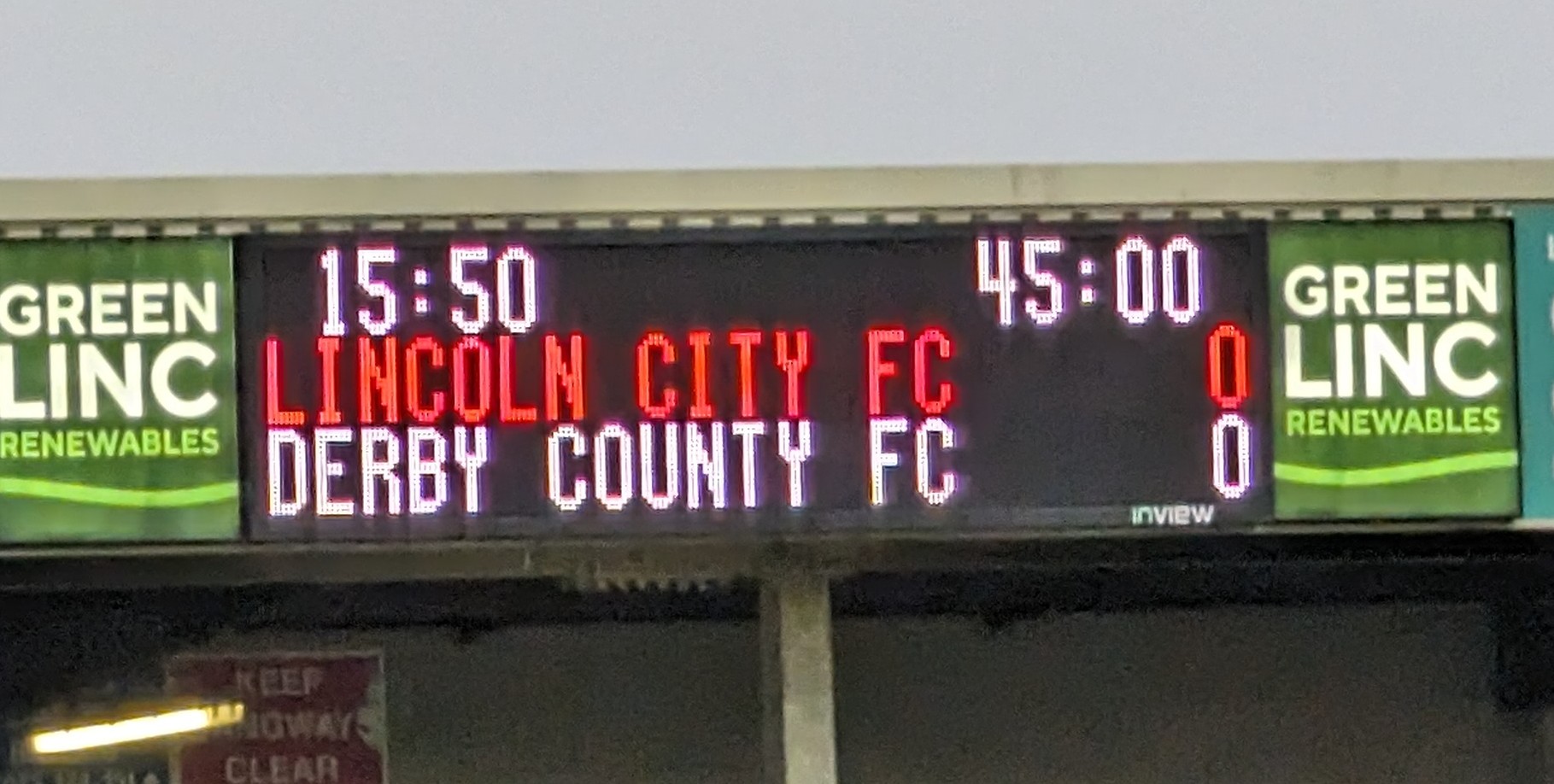 Lincoln City scoreboard
